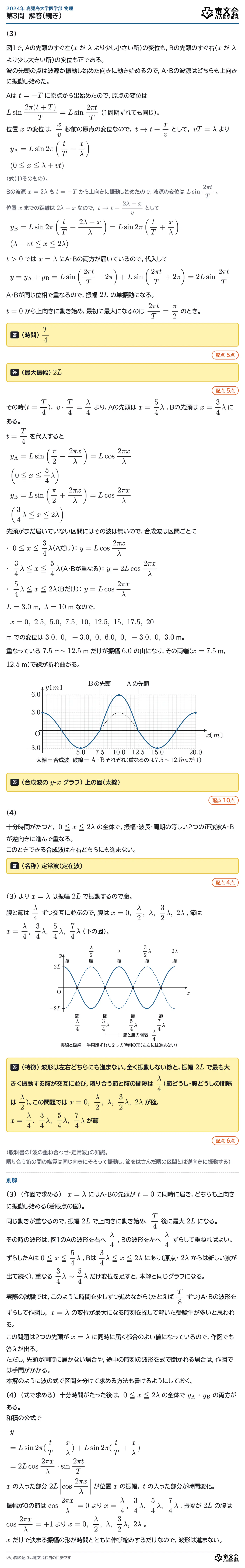 2024年鹿児島大学医学部物理 第3問 解答・解説（続き）
