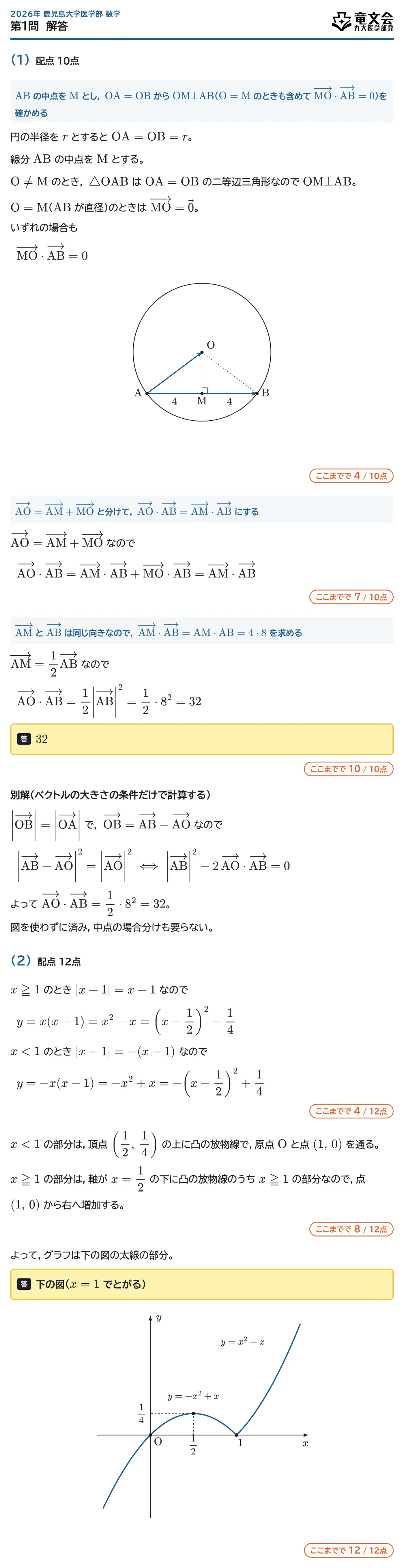 2026年鹿児島大学医学部数学 第1問 解答・解説